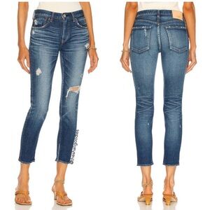 Moussy Blue Distressed Ankle Jeans